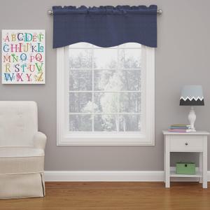ECLIPSE Kendall Modern Scalloped Valance Rod Pocket Window Curtain for Kitchen or Bathroom, 42" x 18", Denim