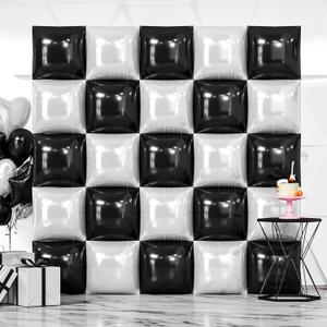 NISOCY 25PCS Black White Square Foil Balloons Wall Backdrop Double Sided Black Pearl White Balloons Arch Kit for Birthday Wedding Anniversary Bridal Baby Shower Graduation Party Decorations