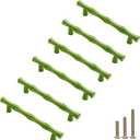 6Pcs Bamboo Shape Solid Zinc Alloy Cabinet Knobs Handles, Dresser Drawer Cabinet Cupboard Closet Door Pulls Decorative Furniture Accessories Knobs (Length 4.9"/Hole Distance 3.8", Green)