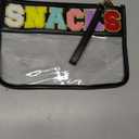 Snack Bag for Travel - Clear Chenille Varsity Letter Flat Pouch with Zipper, 12.28.46 inch Waterproof Clear Nylon Preppy Patch Makeup Cosmetic tote Bags for Women Girls