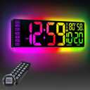 16.5" Large Digital Wall Clock: 13 RGB Night Lights Giant LED Display with Remote, Auto DST & Dimming, Classroom Must Have, Gaming Room Dorm Decor, Big Number Clock for Seniors RGB