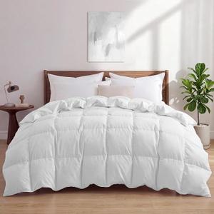 Peace nest All Season Down Comforter (White, Full/Queen) All Season Down Comforter with Ultra Soft Noiseless Fabric, Medium Warmth Hotel Bedding, 8 Corner Tabs,  Size 102in.x 90in.