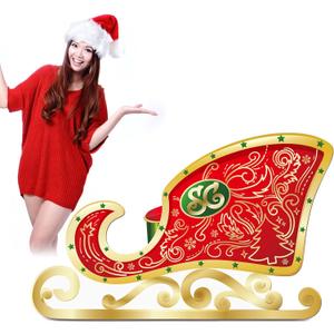Cardboard Santa Sleigh Stand up Christmas Cardboard Cutout Standup Santa's Sleigh Life Size Cardboard Cutout Standup for Christmas Party Decor