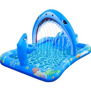 Onory Inflatable Kiddie Pool Inflatable Play Center Kids Toddler Pool with Water Slide, Water Sprayers Toddler Pool with Play Ball Hoop Thickened Swimming Pool for Backyard