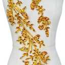 PLune Handmade Shining Acrylic Rhinestones on lace Applique Sewing Beads Stones Trim Patches Accessories for Wedding Dress (Gold Right)