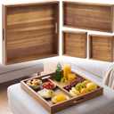 Sintuff 20 Inch Large Square Ottoman Tray, Acacia Wood, 4 Trays in 1
