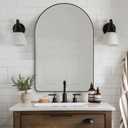 ANDY STAR Arched Mirror, 24" x 38" Black Bathroom Mirror in Stainless Steel Metal Frame, Arch Top Rounded Corner 1" Deep Set Design Wall Mount Hangs Vertical