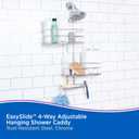 Kenney KN614124 Easy Slide 4-Way Adjustable Shower Caddy, 25.5" L x 12.25" W x 5" D Rust-Resistant Configurable Metal 2-Shelf Hanging Caddy with Soap Dish, Suction Cups and Razor Holders, Chrome