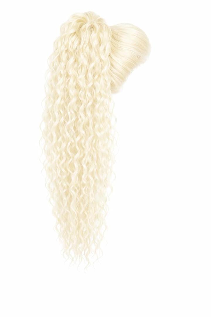 Ser Mulher Long Wavy Hair Extension, 27.5" Drawstring Ponytail | Premium Synthetic Fiber, Bio Protein, Heat-Resistant, Soft & Lightweight (613 Platinum blonde)
