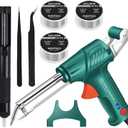 Soldering Iron Kit - Multi-function Soldering Iron Soldering Gun Set - 60W 110V Automatic Soldering Gun with Solder Gun, 3 PCS Solder Wire, Desoldering Pump, Tweezers (B-Soldering Iron Kit)