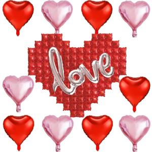 2 x Heart Balloons Valentines Day Decorations - Red Pink Love Shaped Balloon for Birthday Party Decorations Wedding Decor Engagement Holiday