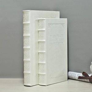 Decorative Books with White Faux Leather Book Boxes for Decoration Display Coffee Table and Shelf Dcor, Fashion Decorative Storage Boxes, Fake Decor Books (Set of 2: C104L+C104S)