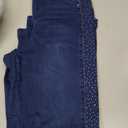 GRAPENT Womens Rhinestone Flare Jeans High Waisted Wide Leg Denim Pants, Darkness Blue, Large