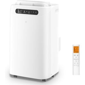 14000 BTU Portable Air Conditioners with Heater, Cools Up to 700 Sq.Ft, Quiet Portable AC Unit with Remote Control & Installation Kits for Large Rooms, White