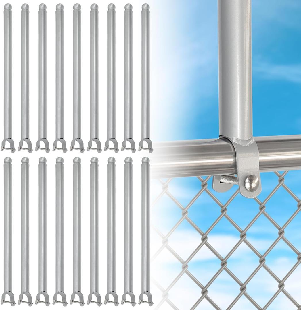 18 Pack Chain Link Fence Extension, 25.2'' Fence Extension Height, Galvanized Post Extender for Dogs and Privacy (1-3/8'') Silver