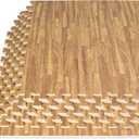 ProsourceFit Wood Grain Puzzle Mat 1/2-inch, 6 EVA Foam Interlocking Floor Tiles (24 SQ FT) for Secure Indoor Gym Flooring, Office Spaces, Living Rooms, and Play Areas, Light Oak