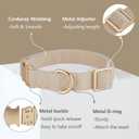 Soft Corduroy Dog Collar and Leash Set Adjustable Durable Wedding Dog Collars with Metal Buckle and Lead for Medium Dogs,Beige