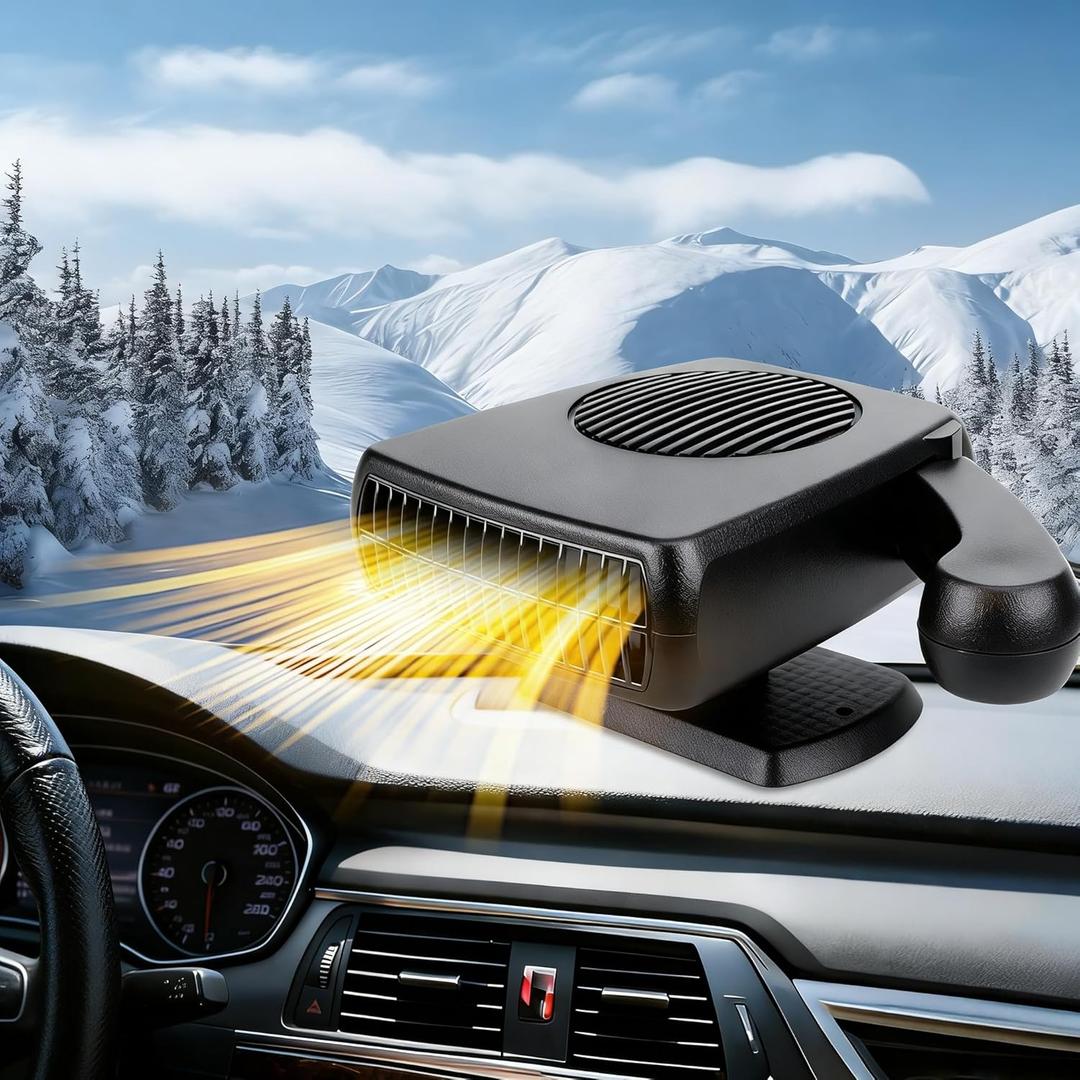 12V Car Heater, Portable Car Heater 200W 2 in 1 Portable Car Windshield Defogger Car Defrost Defogger That Plugs Into Cigarette LighterBlack