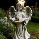 Solar Angel Statue with Bird Feeder for Outdoor Garden Decor | for Patio, Yard, Lawn, Balcony, Gift for Mother, Grandmother, Women