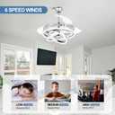 42" Retractable Ceiling Fan with Lights Remote Modern Fandelier Chandelier Ceiling Fans Quiet Reversible DC Motor 3000K-6000K Dimmable LED 3 Colors 6 Wind Speeds for Bedroom Living Room