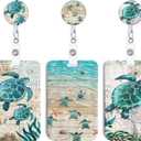 3 Set Sea Turtle ID Badge Holder with Clip Badge Reels Retractable Heavy Duty, KeychainID Holder for School Nurse Office 2