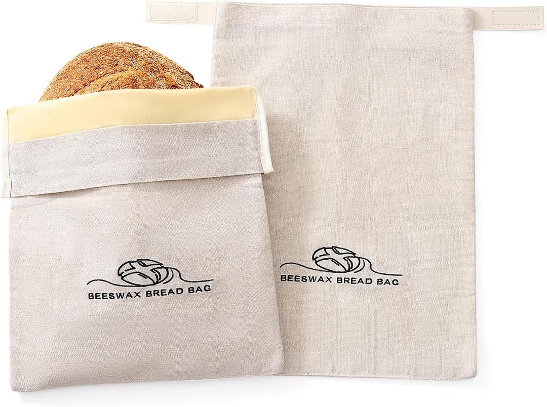 Beeswax Bread Bags for Homemade Bread. Beeswax Bags for Sourdough.2 Pack). XL-12 * 17IN. ZSHLXM (off white)