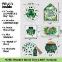 St. Patrick's Day Decorations | 6PCS St. Patrick's Day Tiered Tray Decor | Luck Shamrock Wooden Signs Irish Decor | Happy Saint Patricks Centerpiece for Home Table Shelf Party (Green)