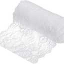 MECCANIXITY 6 Inch Wide 5 Yard Lace Ribbon Floral Pattern White Lace Trim Ribbon for Sewing Making, and DIY Crafts, Gift Wrapping, Bouquets, Wedding Decor
