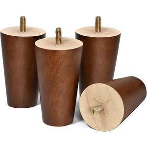 AORYVIC Furniture Legs 4 inch Wood Sofa Legs Brown Replacement Legs for Couch Cabinet Futon Dresser Pack of 4