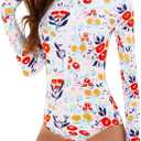 Women's Long Sleeve Swimsuit One Piece Rash Guard UV Protection Bathing Suit Printed Surfing Small