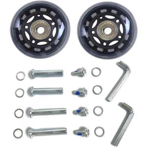 LOTOWELZON 2pcs Luggage Suitcase Replacement Wheels, 70mm Rubber Inline Roller Skate Wheels with 8mm(0.31") ABEC-7 608ZZ Bearings Repair Kits (Black&Clear, OD70xW24mm/ 2.75" x0.94)