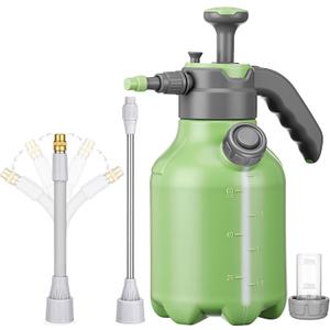 0.5 Gallon Hand Pump Sprayer for Garden 68 oz Plant Spray Bottle 2L with Side Water Inlet Safety Valve Adjustable Nozzle Extended 360 Spray Rod for Watering Fertilizing Cleaning(Green)
