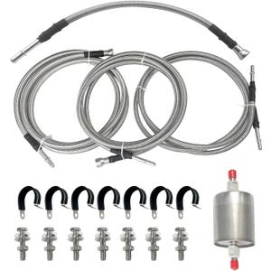 819-840 Fuel Lines Compatible with Chevy Silverado GMC Sierra 1500 2500 2500 HD 3500 1999 2000 2001 2002 2003 Flexible Stainless Steel Braided Fuel Line PTFE tubing Replace 15043857 15765803