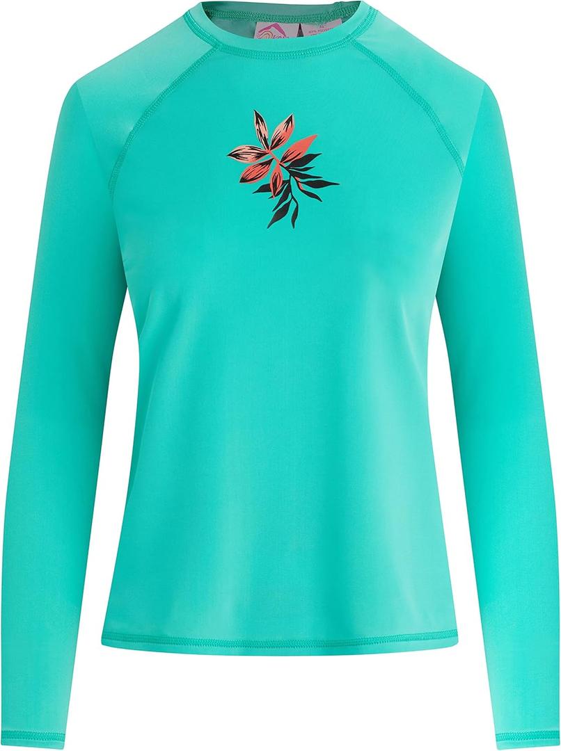 Kanu Surf Womens Gabby UPF 50+ Long Sleeved Active Rashguard & Workout Top (Green, M)