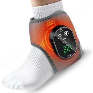 Foot Massager for Pain Relief, Foot Ankle Massager, Ankle Heating Pad Heated Brace Wrap with 4 Heat Levels and 3 Vibration Modes for Women Men (Grey)
