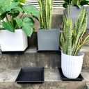 NIMYAU Square Plant Saucer 14 Inch 4 Pack, Plant Stand Plant Trays for Pots Heavy Duty Plastic Plant Saucers for Indoors Outdoors, Flower Pot No Holes Terracotta Plant Lover Gardening Gifts