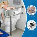 Toilet Grab Bar 24*27.5 Inch, Zynuhmo Anti-Slip U Shaped Support Rail with Paper Holder, SUS304 Stainless Steel Knurled Safety Handrails with Leg for Elderly Disabled Pregnant(1.25'' Dia Tube, Chrome)