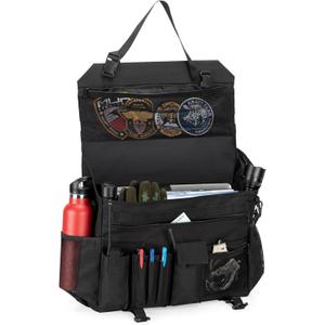 Trunab Patrol Bag, Car Front Seat Organizer, Police Duty Bag for Law Enforcement with 15.6 Laptop Sleeve, Molle Webbing, Multiple Compartment, Removable Straps, Black