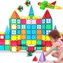Magnetic Tiles Building Blocks 100PCS Magnets Building Set Magnetic Blocks Montessori Toy Construction STEM Stacking Toys 3D Toy Gift for Kids 3+ Years Old Boys and Girls preschool Kindergarden