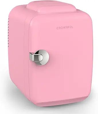 CROWNFUL Mini Fridge, 4 Liter/6 Can Portable Cooler and Warmer Personal Refr5152XmFQzFL.__AC_SY445_SX342_QL70_FMwebp_.pngigerator for Skin Care, Cosmetics, Beverage, Food,Great for Bedroom, Office, Car, Dorm, ETL Listed (Pink)