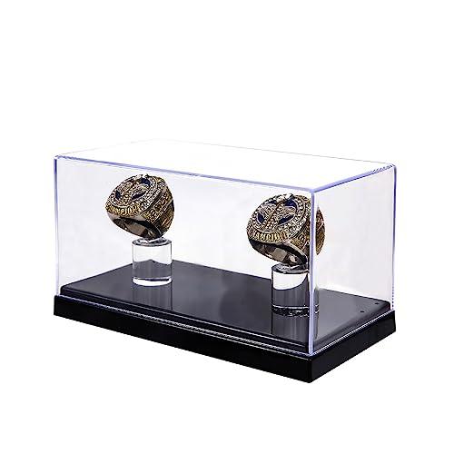 Championship Ring Display Case 1 Slot Hole | Baseball Ring Display Box | Softball Ring Box | Football Ring Case | Sport Ring Display Box | High School Ring Display Box… (Two Holes-1)