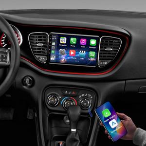 Car Radio for Dodge Dart 2012 2013 2014 2015 2016 with Wireless Carplay Android Auto,9'' HD Touchscreen Car Stereo with WiFi,GPS Navigation,Bluetooth,FM/RDS Radio,SWC,Mic +AHD Rear Camera