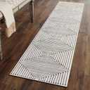 Rugshop Bohemian Stripes Washable Non Slip Runner Rug 2' x 6' Ivory