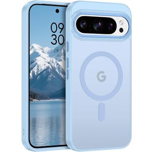 for Google Pixel 10/10 Pro Case, Compatible with MagSafe, Magnetic Translucent Matte Slim Protective Cover with 1 Screen Protector - Military-Grade Drop Protection (Light Blue)