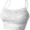 Lace Tank Tops for Women Lace Camesole Cleavage Cover Top Adjustable Strap Tank Cami Crop Top (White)