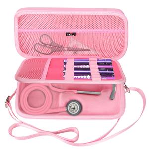 Mchoi Stethoscope Case with Grooved, Suitable for 3M Littmann Classic III Stethoscope, Extra Room for Medical Bandage, Scissors and LED Penlight, Pink, Case Only