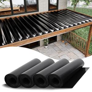 Muzata 4 PCS 50FT Black Under Deck Drainage System Trough HDPE Waterproofing Membrane Fit for 12" Joist Spacing M059