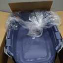 Amazon Basics Sturdy Portable 2-Door Top-Load Hard-Sided Pet Travel Carrier with Secure Ventilation, Handle, Front & Top Entry for Dogs, Cats, 22.8"L x 15"W x 13"H, Gray & Blue