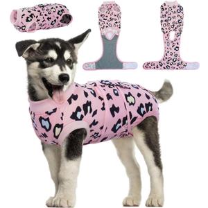 Kuoser Dog Recovery Suit for Dogs After Surgery,Professional Surgical Onesie for Female Male Dogs Spay Neuter,Soft Dog Surgery Suit Bodysuit for Abdominal Wounds Skin Disease,Pink Leopard S (Small (Back: 11.4" - 13.4"; Weight: 7 - 15LB))