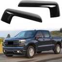 AUCERAMIC 2PCS Black Mirror Caps Cover Fit for 2019-2025 Chevy Silverado 1500 / GMC Sierra 1500 Accessories Replace Left & Right Side Mirror Covers Clip on (Glossy Black) 84468910 84468908